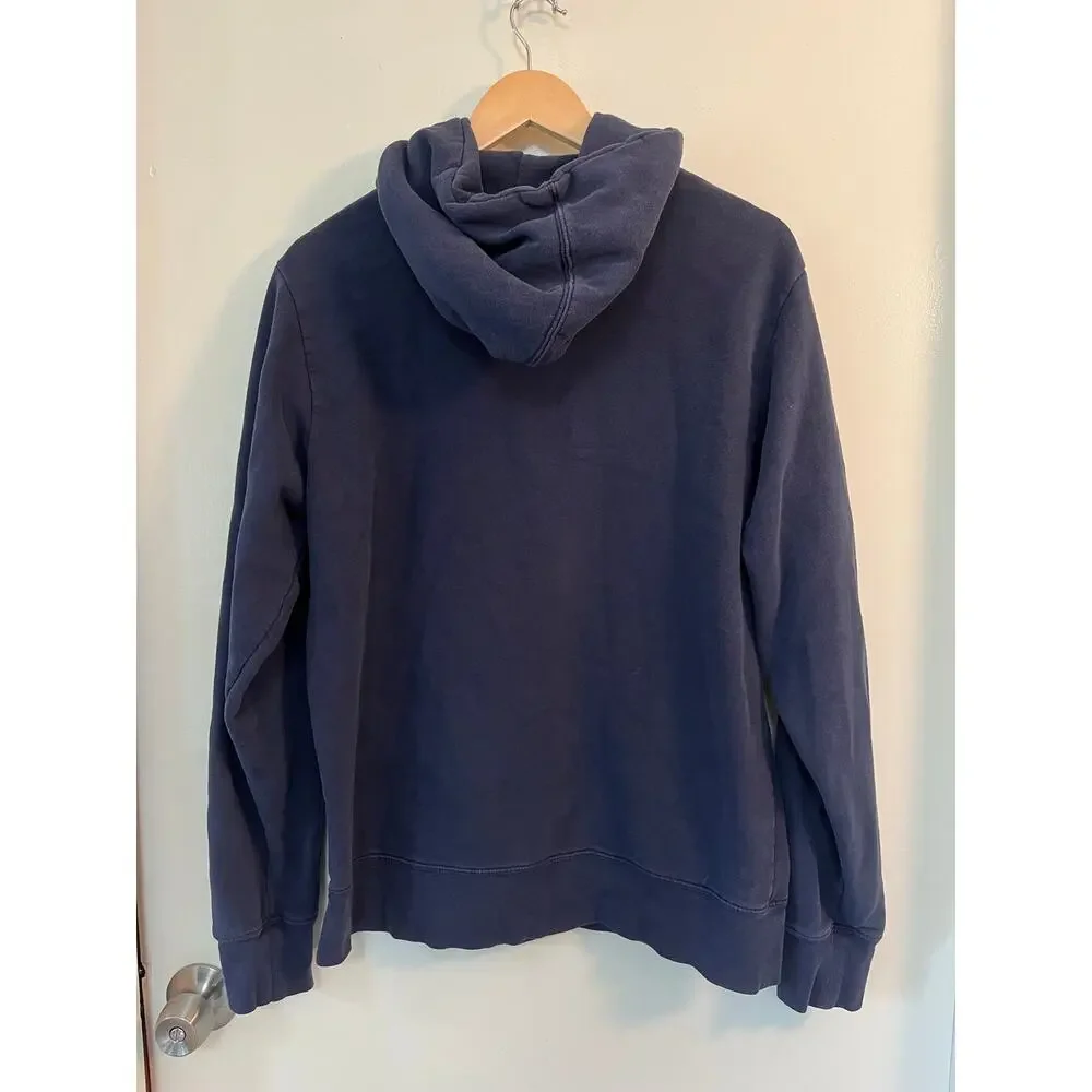 The North Face Men's Size Medium Spell Out Logo Blue Hoodie Hooded Sweatshirt - Picture 7 of 7